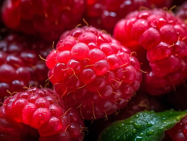 Red juicy raspberries Ai Generative