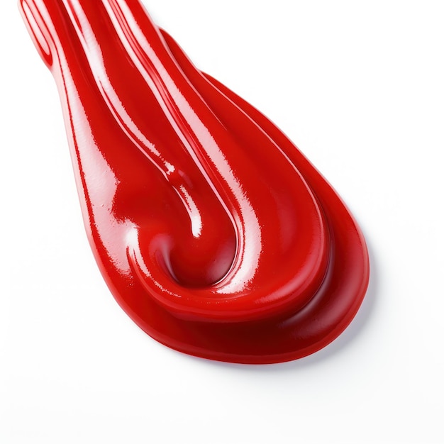 Красная бутылка кетчупа на белом фоне