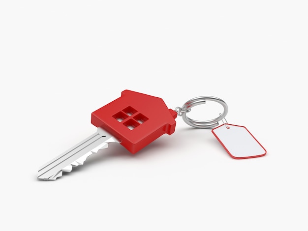 空白のタグが付いた赤い鍵の家