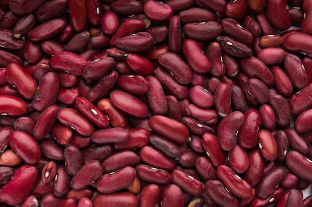 Red kidney bean texture background, top view, closeup