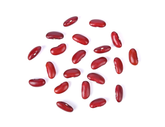 Red kidney beans isolated on white Top view