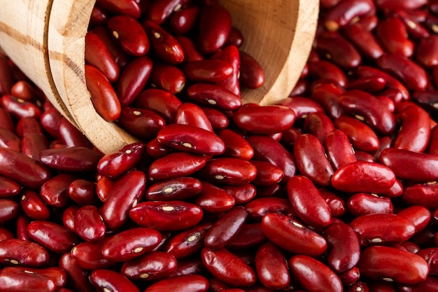 Red kidney beans in wooden