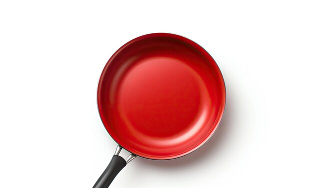 Red kitchen frying pan alone