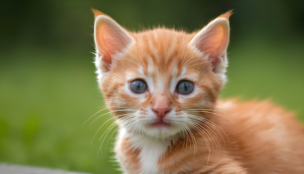 Foto un gattino rosso con una striscia bianca sulla faccia