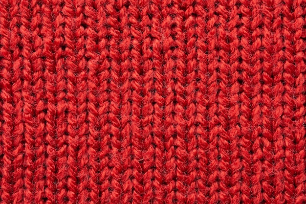 red knitted cloth wool texture surface background