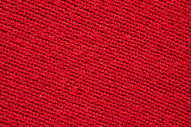 Red knitted cloth wool texture surface background