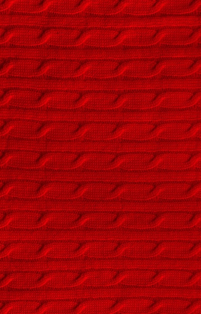 Photo red knitted fabric background texture