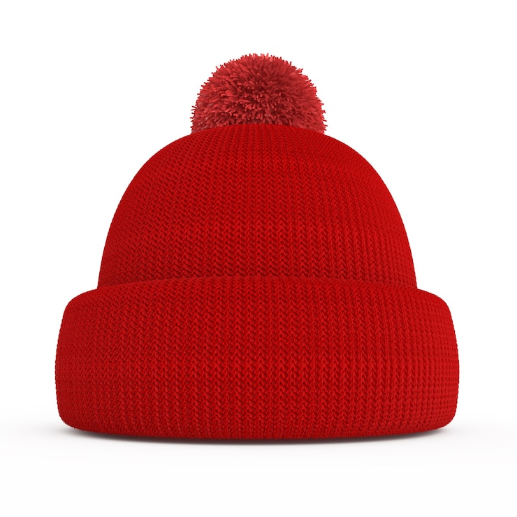Photo red knitted winter hat isolated