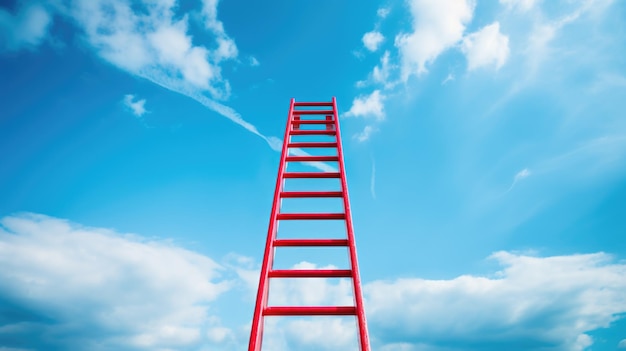 Photo red ladder leading to a blue sky