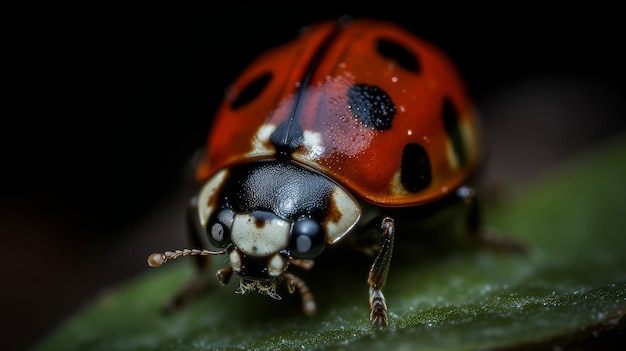 Red ladybug closeup AI generated