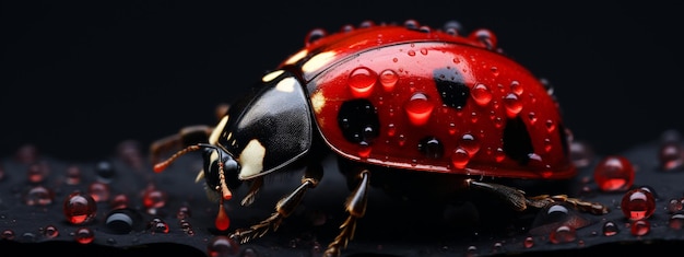 Red ladybug macro shot maximum depth of field