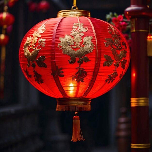 Red Lampion Lantern Chinese Lunar Year in Traditional China Town Festival Celebration