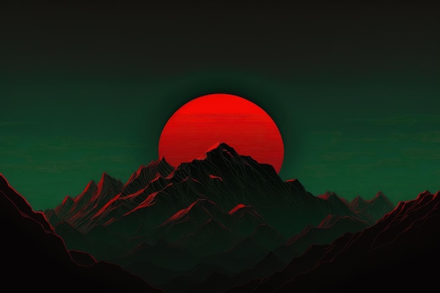 Red landscape Beautiful illustration picture Generative AI