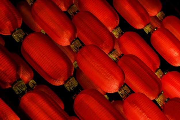 Red lantern decoration for chinese new years with dark banckground