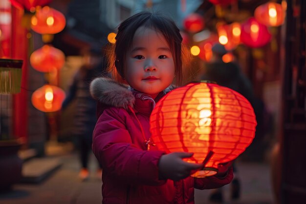 A red lantern sways in a courtyard announcing the Lantern Festival