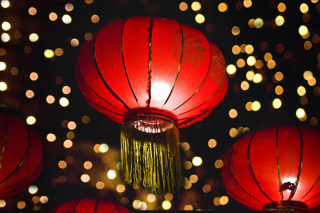 Red lanterns for Chinese New Year at night