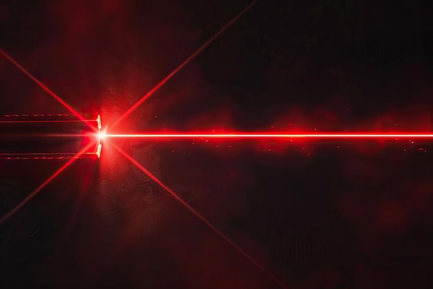 Photo red laser beam light effect on black background