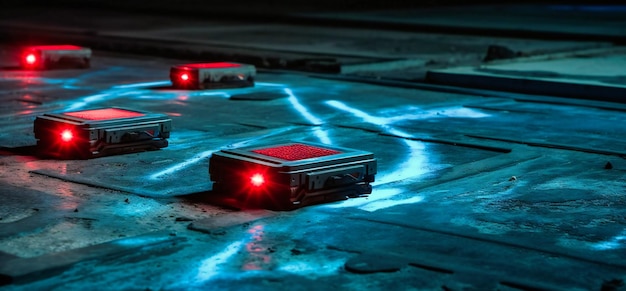 red laser lights on a pavement background