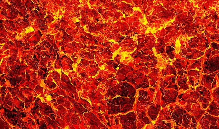 Photo red lava texture dynamic and fiery background