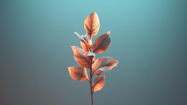 A red leaf on a branch with a blue background