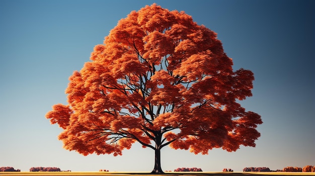 Foto illustrazione di un albero a foglie rosse