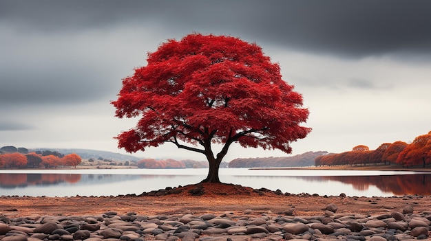 red leafed tree illustration