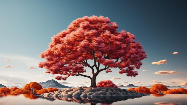 red leafed tree illustration