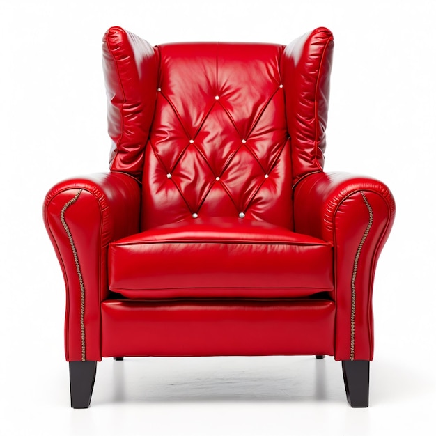 red leather armchair isolated on white