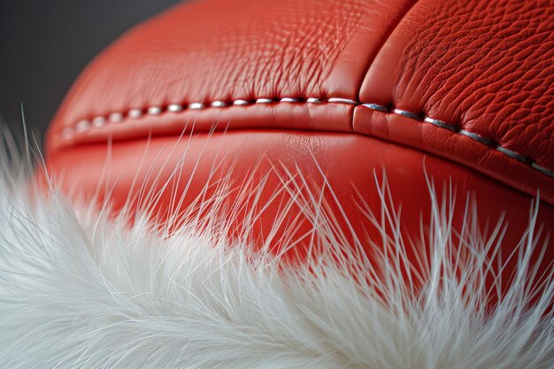 Photo red leather chair with white fur