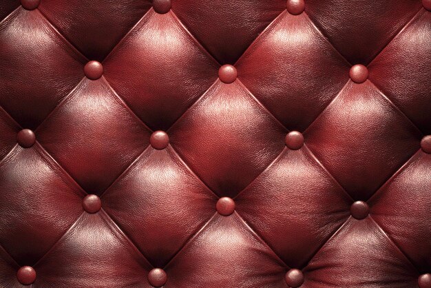 Photo a red leather couch with a gold knob on the back