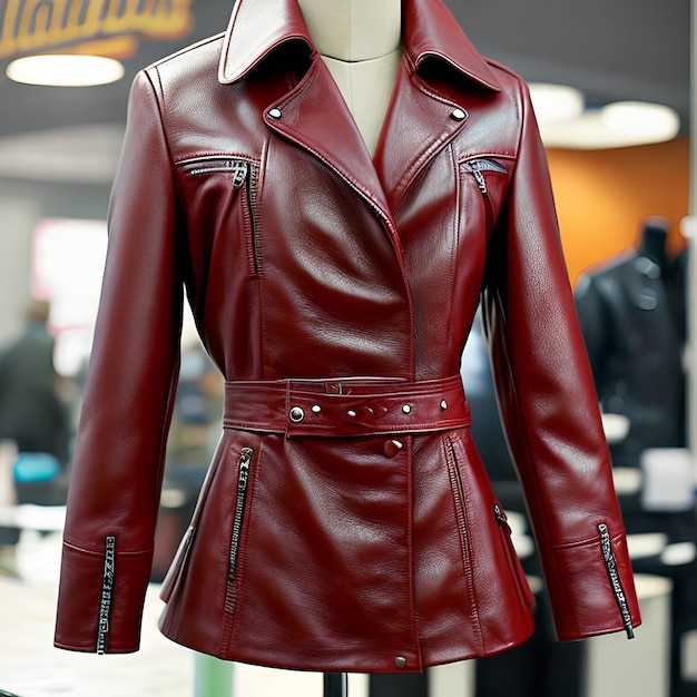 A red leather jacket with the word thunder on it