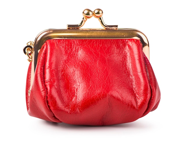 Photo red leather purse
