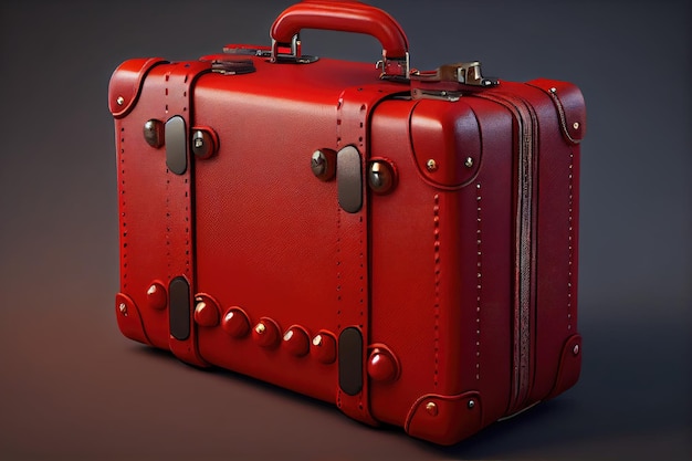 Red leather suitcase for trip suitcases for traveling