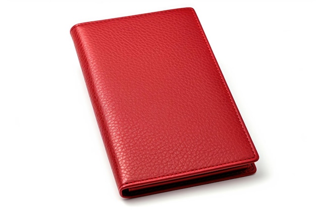 Photo a red leather wallet the wallet is closed and features a sleek minimalist design the red color pops against the clean white backdrop isolated on a transparent background png