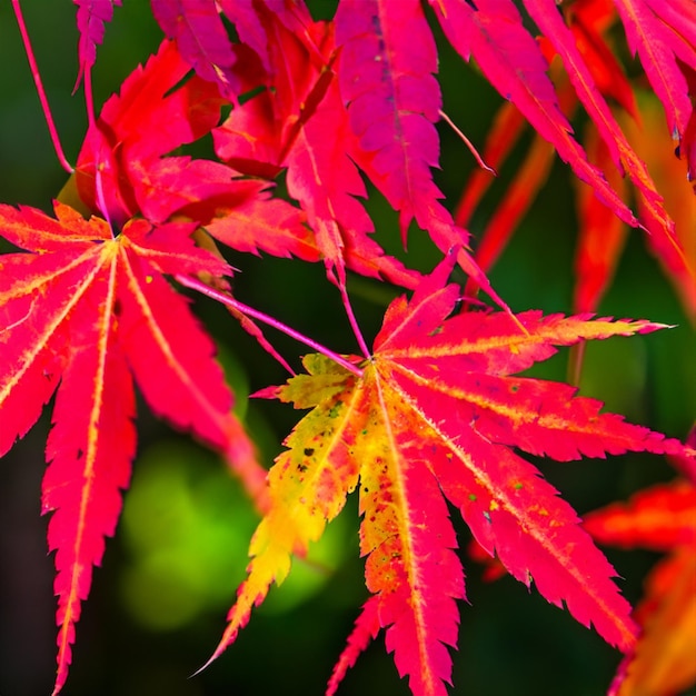 Red leaves arrangement in nature