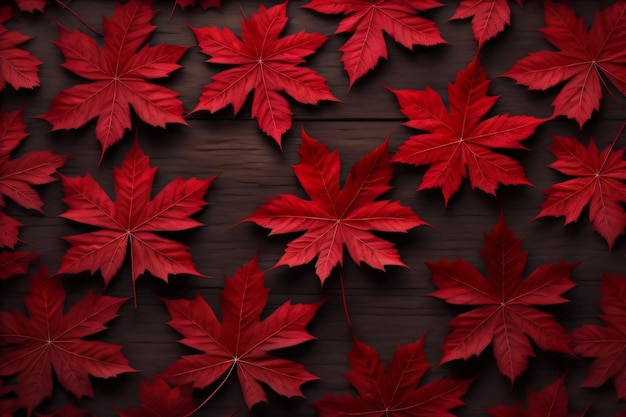 Red leaves on a dark background