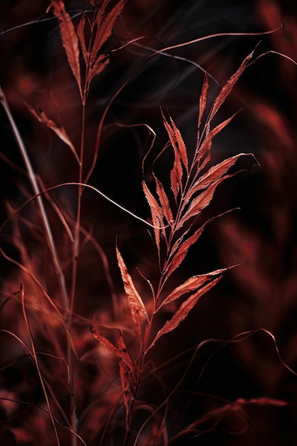 Red leaves in the dark