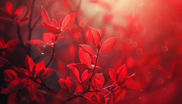 red leaves of a plant with the sun behind them