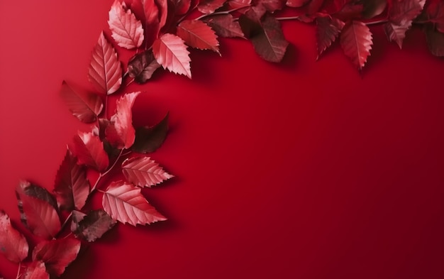 Красные листья на красном фоне