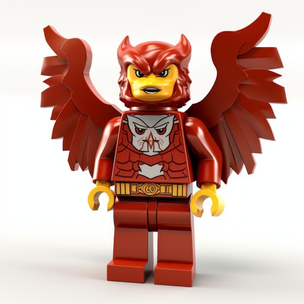 Photo red lego man with wings avianthemed superhero griffin