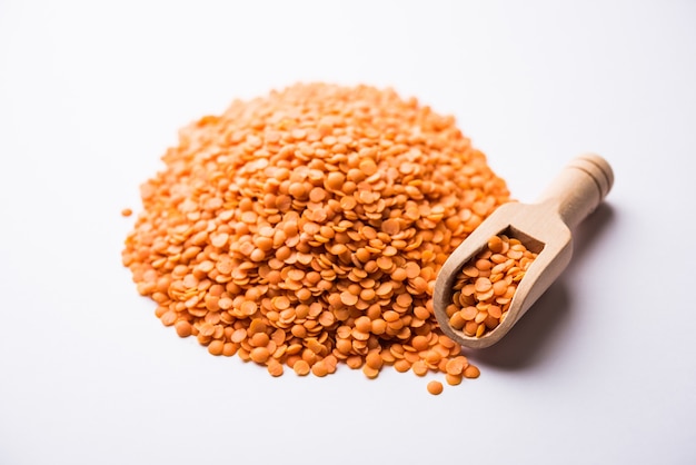 Red Lentil or Lal Masoor ki dal in a bowl, selective focus