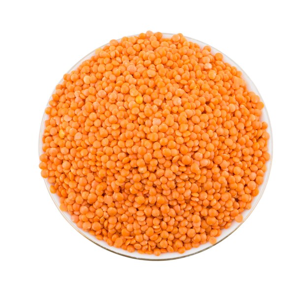 Red Lentils on White Background