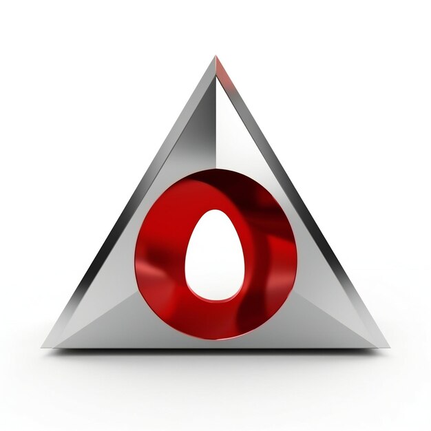 Photo red letter o in triangle on white background