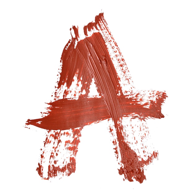 A - Red letters over white background