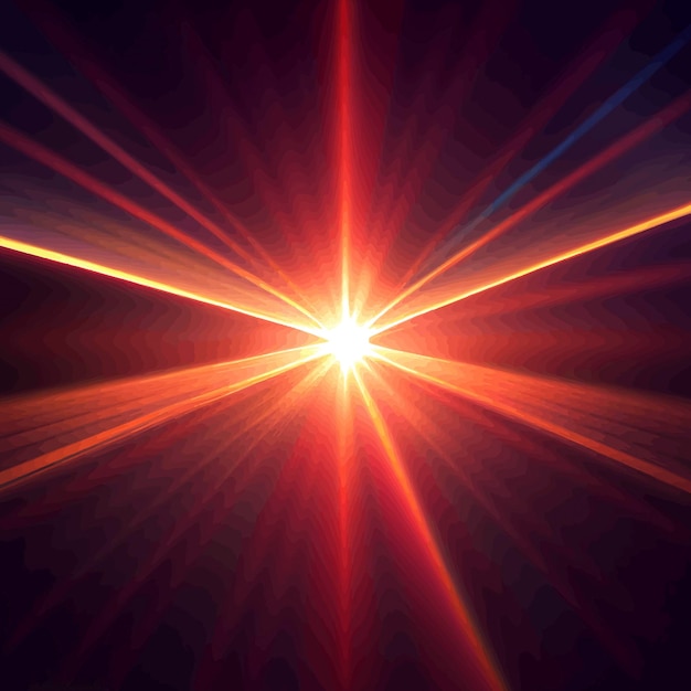 Red Light Lens flare on black background Lens flare with bright light isolated with a black background