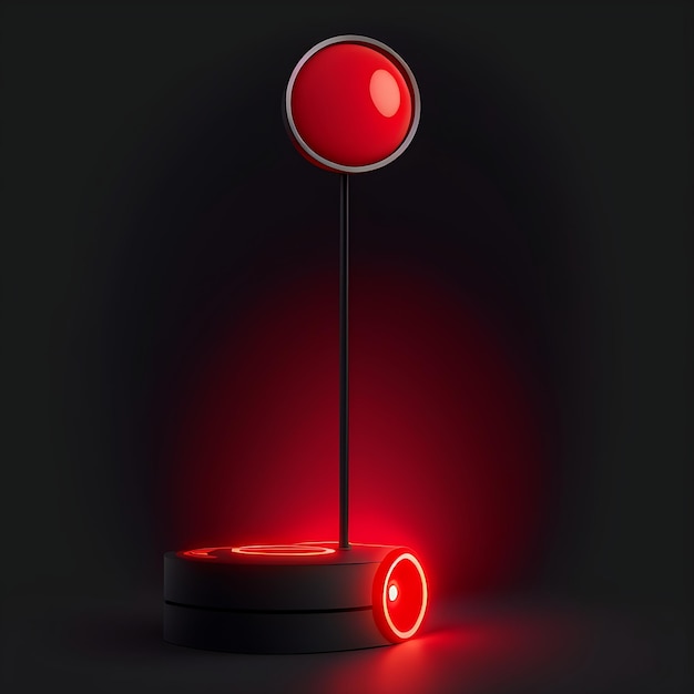 Photo red light round podium and black background for mockup