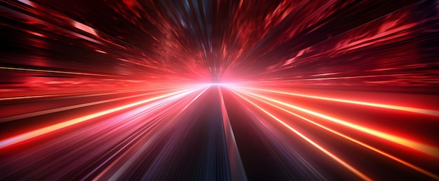 Red Light Trails with Motion Effect High Speed Light Effect Long Exposure Generative AI