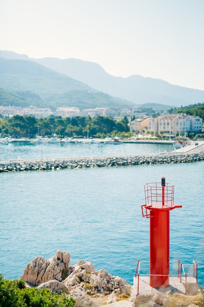 Red lighthouse on the coast