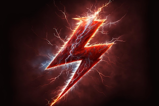 A red lightning bolt with the word lightning on it