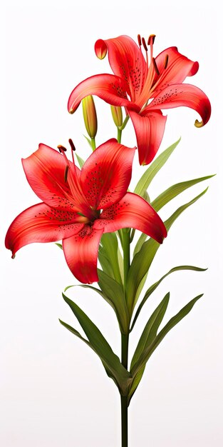 Photo red lilies isolated on white background